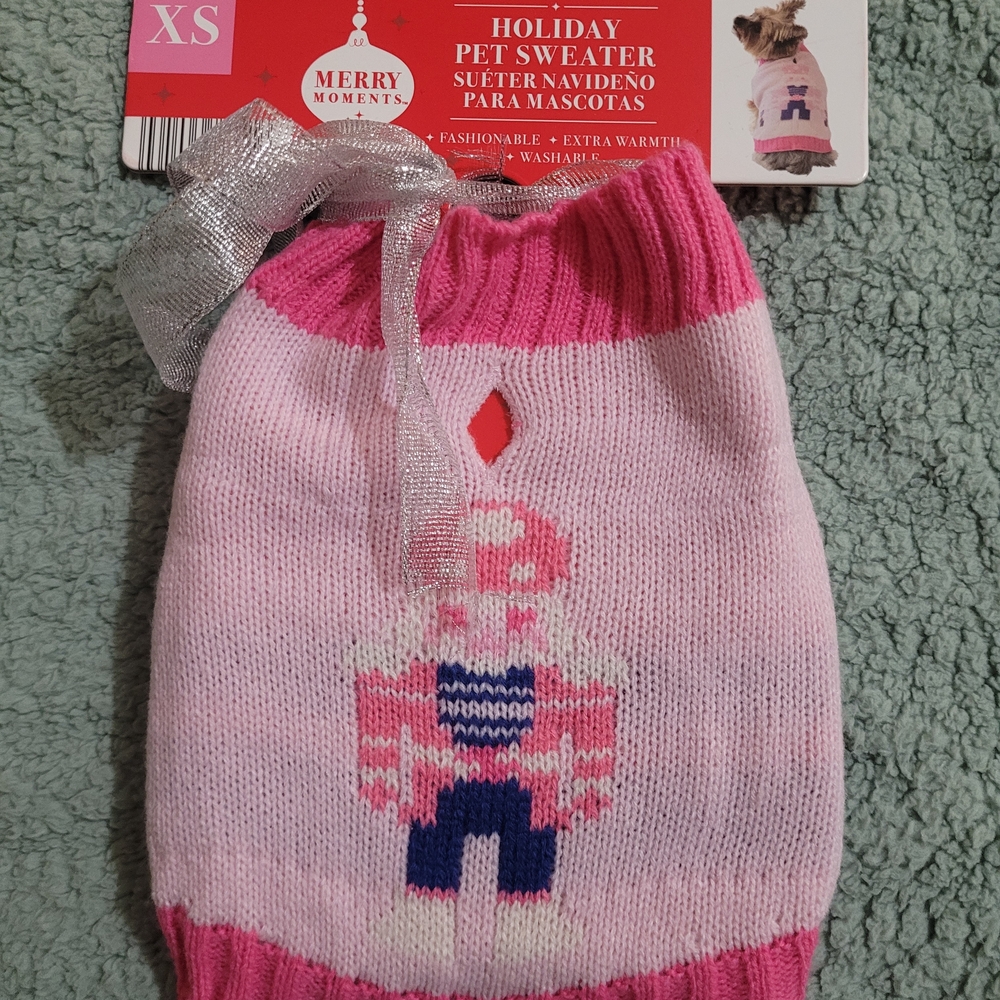 4/$25 Merry Moments Pink Pet Sweater with Nutcracker Design